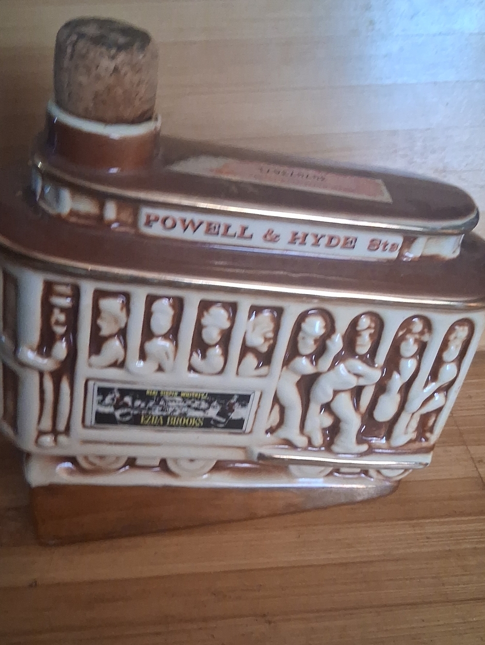 Powell & Hyde  Brown and Cream Ceramic Trolley W Passengers Empty Bottle